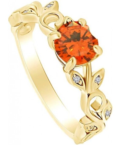 14k Yellow Gold Over Sterling Silver Leaf Filigree Engagement Ring Citrine $45.09 Rings