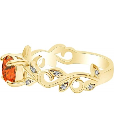 14k Yellow Gold Over Sterling Silver Leaf Filigree Engagement Ring Citrine $45.09 Rings