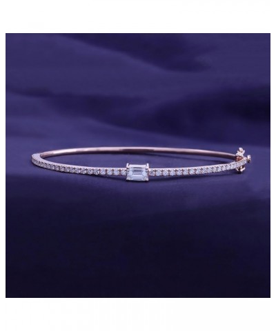 1 2/5 To 1 3/5 CT Emerald & Round Cut Lab Created Moissanite Diamond Tennis Bangle Bracelet For Women In 14K Gold Over Sterli...