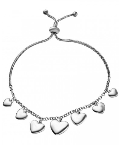 Heart Charm Bolo Adjustable Bracelet for Women Jewelry Gifts for Women 925 Sterling Silver With Stainless Steel Chain Birthda...