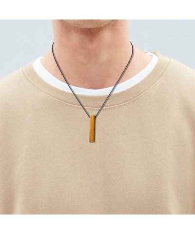 Simple Bar Stone Necklace for Men Women 20" Black-color Chain Tiger Eye $12.00 Necklaces