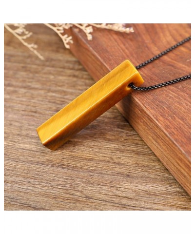 Simple Bar Stone Necklace for Men Women 20" Black-color Chain Tiger Eye $12.00 Necklaces