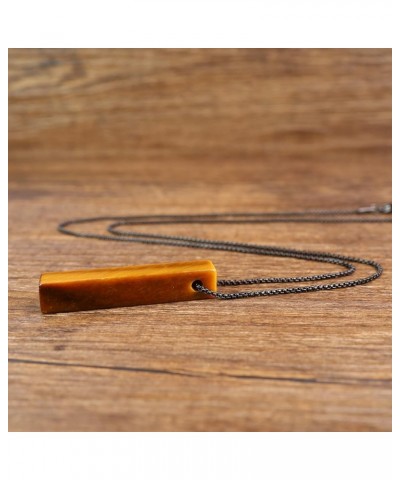 Simple Bar Stone Necklace for Men Women 20" Black-color Chain Tiger Eye $12.00 Necklaces