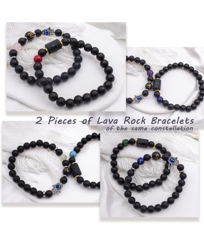 2Pcs Zodiac Bracelet 8MM Beaded Evil Eye Bracelet Spiritual Healing Crystal Bracelet for Women Men 12 Constellation Bracelet ...