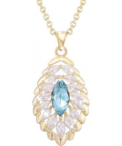 Oval Crystal Pendant Drop Dangle Necklaces for Women Glod Plated Costume Jewelry Mar-Aquamarine-14K Gold $14.13 Necklaces