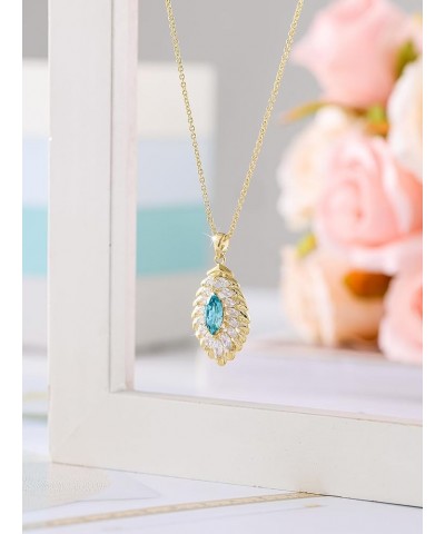 Oval Crystal Pendant Drop Dangle Necklaces for Women Glod Plated Costume Jewelry Mar-Aquamarine-14K Gold $14.13 Necklaces