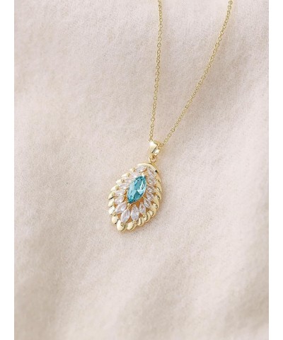 Oval Crystal Pendant Drop Dangle Necklaces for Women Glod Plated Costume Jewelry Mar-Aquamarine-14K Gold $14.13 Necklaces