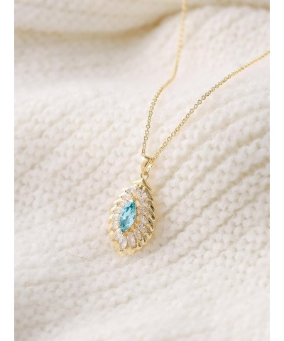 Oval Crystal Pendant Drop Dangle Necklaces for Women Glod Plated Costume Jewelry Mar-Aquamarine-14K Gold $14.13 Necklaces