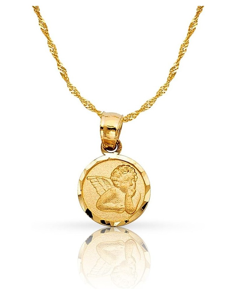 14K Yellow Gold Angel Charm Pendant with 0.9mm Singapore Chain Necklace 18.0 Inches $73.48 Necklaces