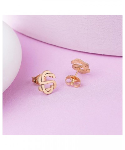 Exclusive Monogram Overlapping Initial Earrings Rose Gold Plated $18.52 Earrings