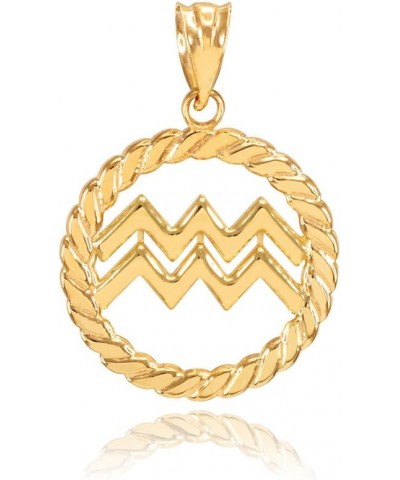 High Polish 10k Gold Roped Circle Zodiac Sign Charm Pendant 10k Yellow Gold Aquarius $72.19 Pendants