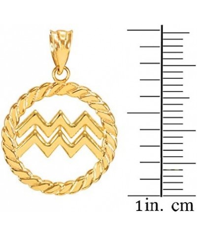 High Polish 10k Gold Roped Circle Zodiac Sign Charm Pendant 10k Yellow Gold Aquarius $72.19 Pendants