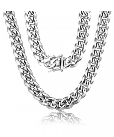 Miami Cuban Link Chain for Men Solid Stainless Steel Necklace for Men Women Hip Hop Jewelry Choker Necklace 18-30 Inches-with...