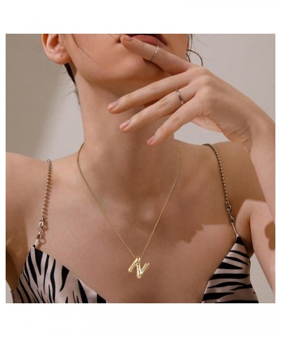 Bubble Initial Necklace Balloon Letter Necklaces for Women, 14K Gold Plated Dainty Pendant Chunky Alphabet Necklaces for Teen...