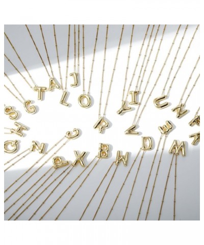 Bubble Initial Necklace Balloon Letter Necklaces for Women, 14K Gold Plated Dainty Pendant Chunky Alphabet Necklaces for Teen...