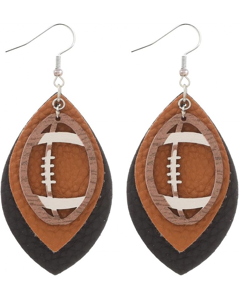 Faux Leather Football Drop Dangle Earrings for Women Girls Gift Accessories Football Jewelry for Moms A $4.79 Earrings