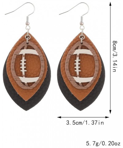 Faux Leather Football Drop Dangle Earrings for Women Girls Gift Accessories Football Jewelry for Moms A $4.79 Earrings