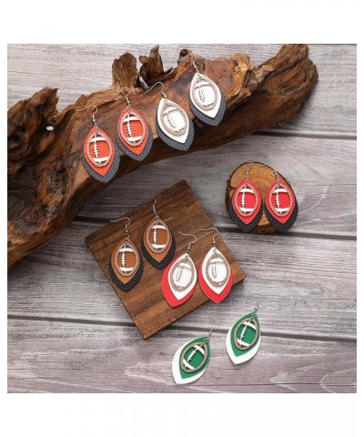 Faux Leather Football Drop Dangle Earrings for Women Girls Gift Accessories Football Jewelry for Moms A $4.79 Earrings