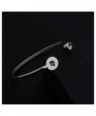 Simple Zodiac Sign Cuff Bracelet with Birthstone Birthday Gift for Women Virgo $7.83 Bracelets