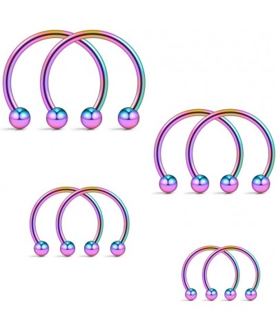 8-12PCS 16G Surgical Steel CBR Nose Septum Horseshoe Earring Eyebrow Tongue Lip Nipple Helix Tragus Piercing Ring 6-16mm Rain...