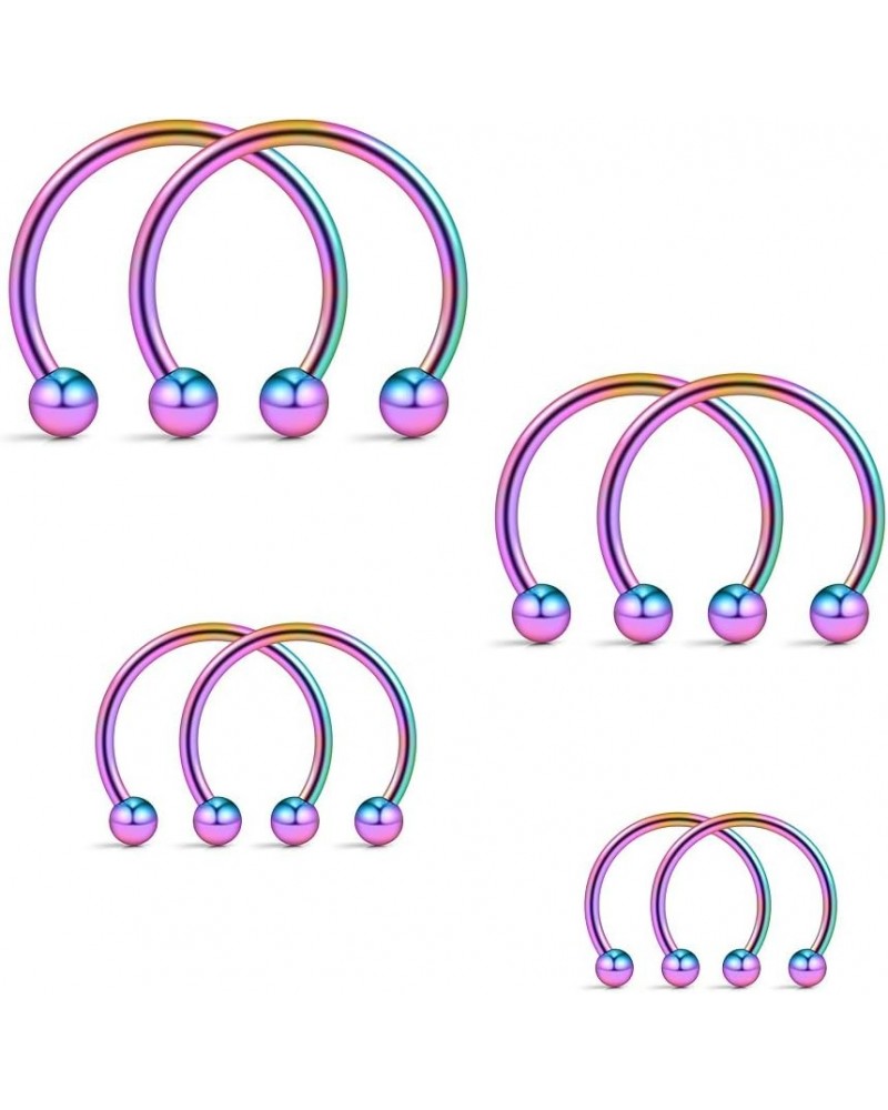 8-12PCS 16G Surgical Steel CBR Nose Septum Horseshoe Earring Eyebrow Tongue Lip Nipple Helix Tragus Piercing Ring 6-16mm Rain...