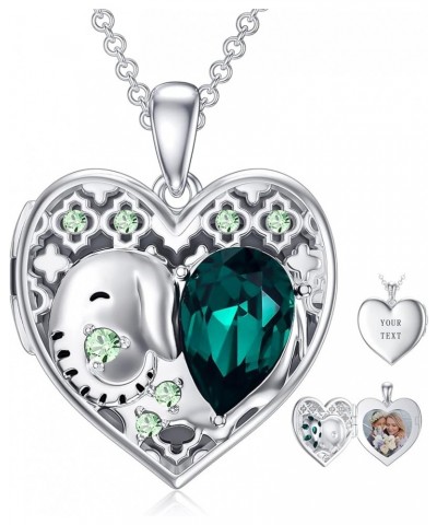 925 Sterling Silver Heart Locket Necklace That Holds Pictures Photo Locket Necklace G-Elephant Locket+Photo+Text $28.59 Neckl...