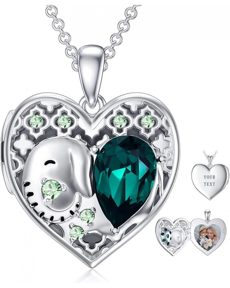 925 Sterling Silver Heart Locket Necklace That Holds Pictures Photo Locket Necklace G-Elephant Locket+Photo+Text $28.59 Neckl...