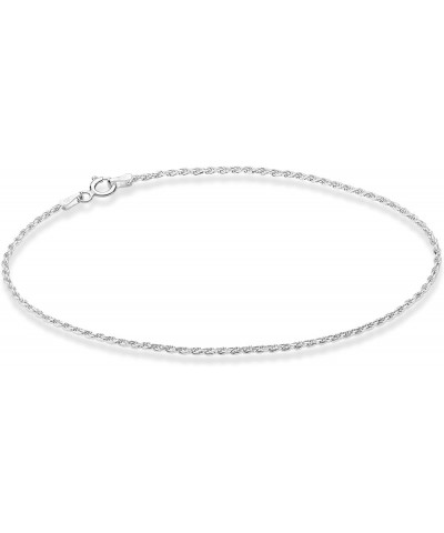 925 Sterling Silver Solid 1.5mm Diamond-Cut Braided Rope Chain Anklet Ankle Bracelet for Women Teen Girls, Made in Italy ster...