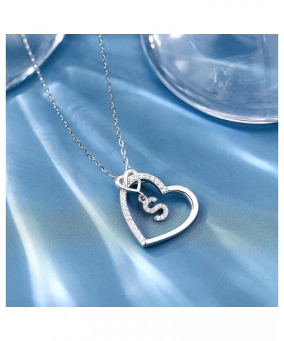 Heart Necklaces for Women Girls - S925 Sterling Silver Heart Initial Necklaces for Women Girls Jewelry Letter Necklaces for T...