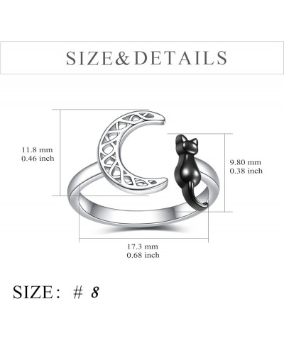 Cat Ring Sterling Silver Black Cat on the Celtic Moon Ring Gifts for Women (7) 8 $9.00 Rings