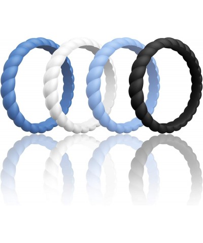 Womens Thin Swivel Wedding Bands - Stackable Silicone Wedding Rings - 2.5mm Wide - 2mm Thick Blue, Light Blue, White, Black $...