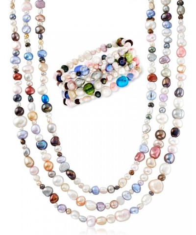 4-8mm Multicolored Cultured Baroque Pearl Jewelry Set: 4 Bracelets and Necklace. 64 inches $37.60 Jewelry Sets