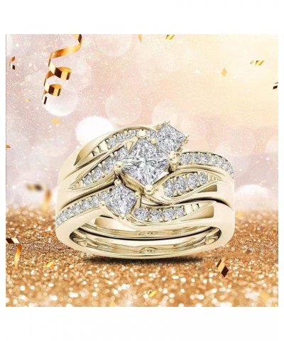 3pcs Wedding Band Set Diamond Anniversary Ring Cubic Zirconia Engagement Ring for Women CZ Bridal Set Solitaire 7 Gold $4.80 ...