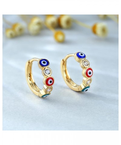 Evil Eye Hoop Earrings for Women Tiny Eye Earrings Blue Devil Eye Colorful Heart Third Eye Small Huggie Hoop Earrings Spiritu...