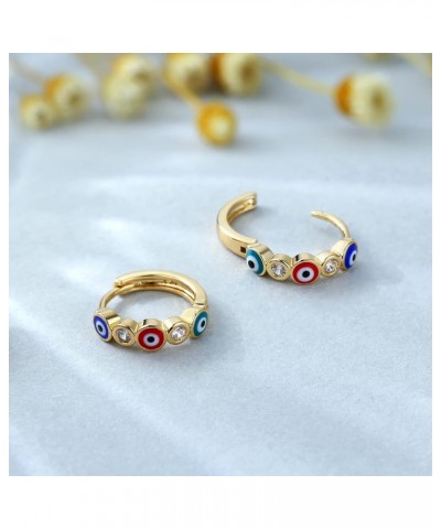 Evil Eye Hoop Earrings for Women Tiny Eye Earrings Blue Devil Eye Colorful Heart Third Eye Small Huggie Hoop Earrings Spiritu...