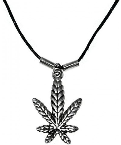 Marijuana Weed Cannabis 420 Pot Leaf Silver Tone Pendant 18 inch Black Cord Necklace $7.97 Necklaces