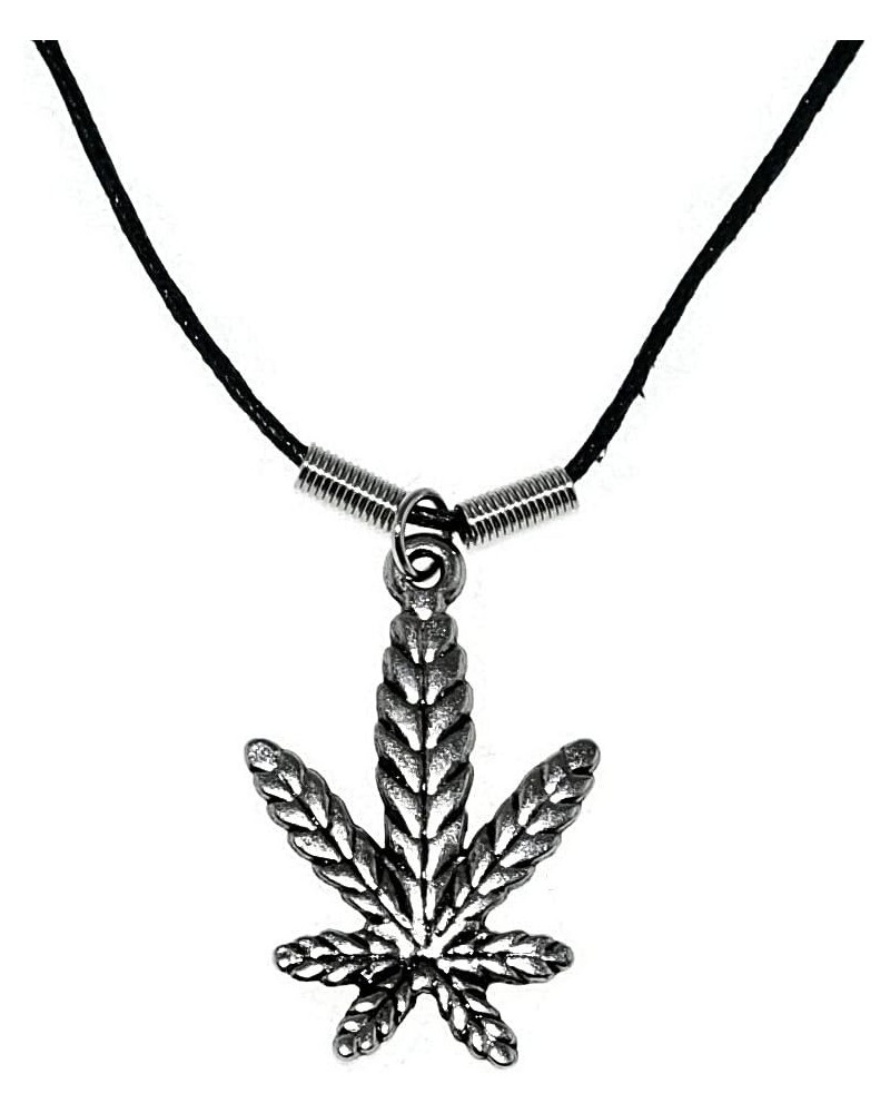 Marijuana Weed Cannabis 420 Pot Leaf Silver Tone Pendant 18 inch Black Cord Necklace $7.97 Necklaces