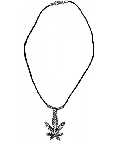 Marijuana Weed Cannabis 420 Pot Leaf Silver Tone Pendant 18 inch Black Cord Necklace $7.97 Necklaces