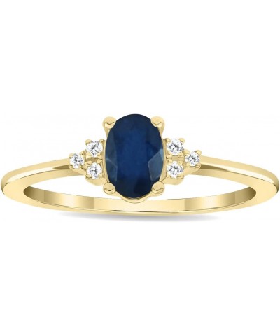 Women's Oval Shaped Sapphire and Diamond Half Moon Ring in 10K Yellow Gold $117.82 Rings