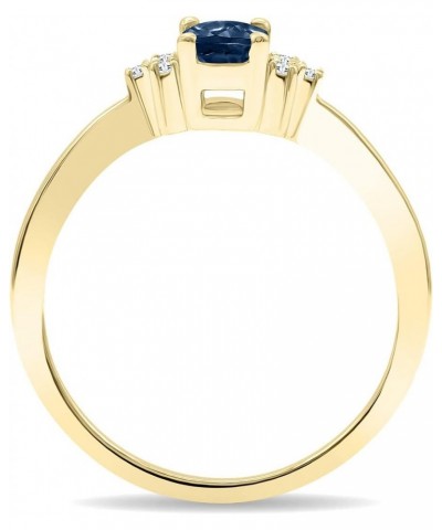 Women's Oval Shaped Sapphire and Diamond Half Moon Ring in 10K Yellow Gold $117.82 Rings