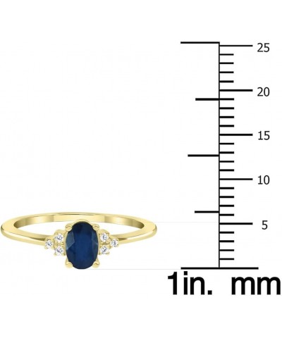 Women's Oval Shaped Sapphire and Diamond Half Moon Ring in 10K Yellow Gold $117.82 Rings