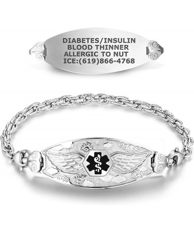 Custom Engraved Medical Alert Bracelets for Women, Stainless Steel Medical Bracelet, Medical ID Bracelet w/Free Engraving – A...