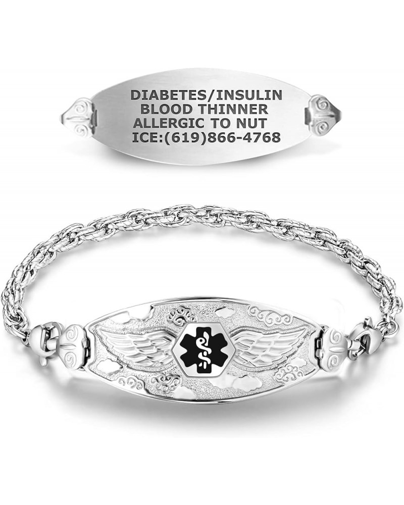 Custom Engraved Medical Alert Bracelets for Women, Stainless Steel Medical Bracelet, Medical ID Bracelet w/Free Engraving – A...