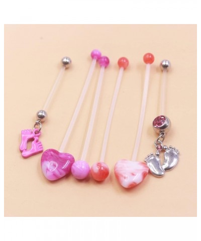 14G Flexible Clear Acrylic Pregnancy Heart Belly Button Rings Personalized Dangle Pregnancy Maternity Belly Rings PINK $7.41 ...