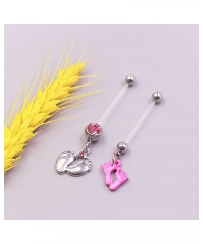 14G Flexible Clear Acrylic Pregnancy Heart Belly Button Rings Personalized Dangle Pregnancy Maternity Belly Rings PINK $7.41 ...