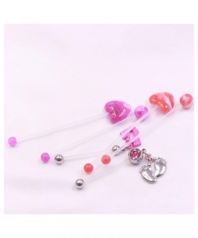 14G Flexible Clear Acrylic Pregnancy Heart Belly Button Rings Personalized Dangle Pregnancy Maternity Belly Rings PINK $7.41 ...