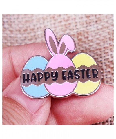 Happy Easter Brooch Pin for Women Girls Fashion Enamel Blue Pink Yellow Eggs Bunny Rabbit Animal Festival Brooches Lapel Pins...