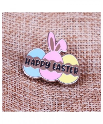 Happy Easter Brooch Pin for Women Girls Fashion Enamel Blue Pink Yellow Eggs Bunny Rabbit Animal Festival Brooches Lapel Pins...