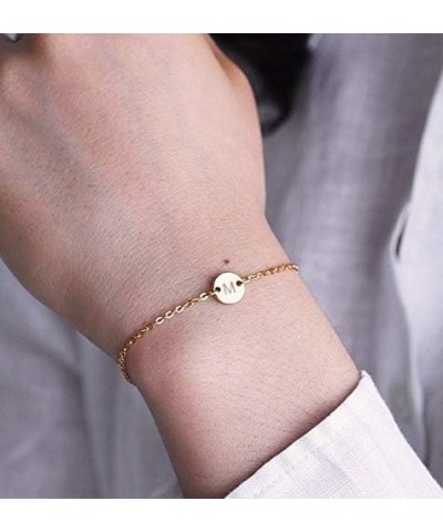 Initial Bracelet for Women Adjustable Round Disc Alphabet Letters Bracelet for Girls Y-Gold $10.02 Bracelets