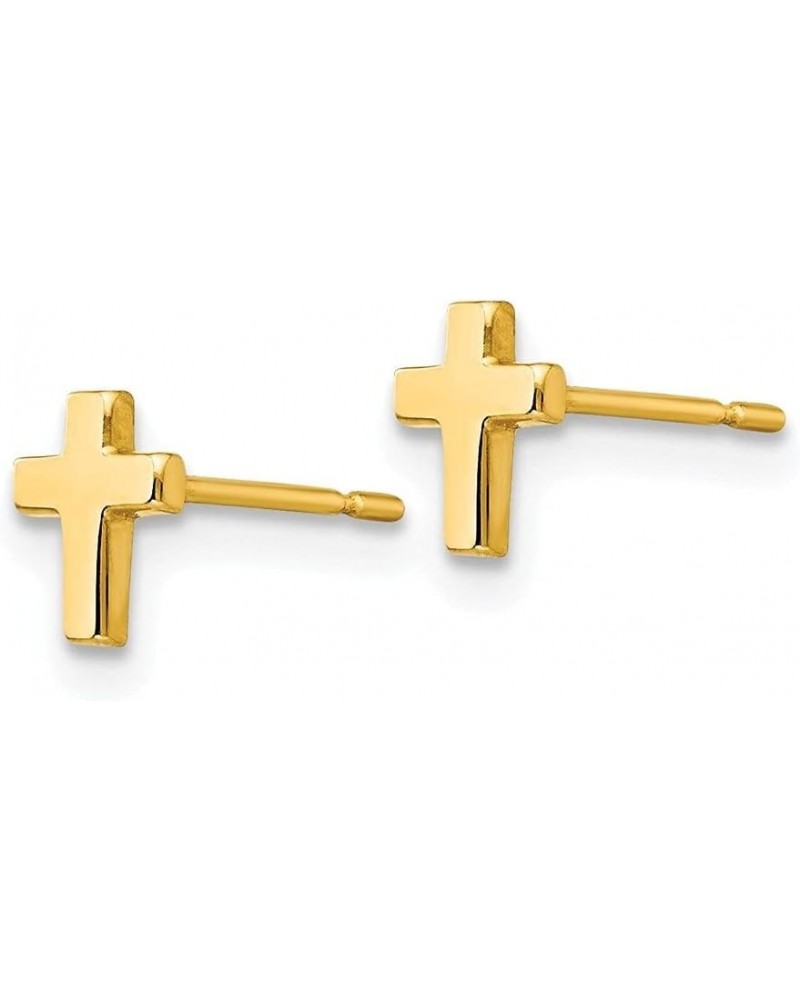 14k Yellow Gold Cross Stud Earrings Gift for Women (L-6 mm W-4 mm) $49.33 Earrings